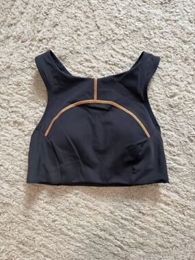 Lululemon Black high neck line with orange stitching sports bra size 6